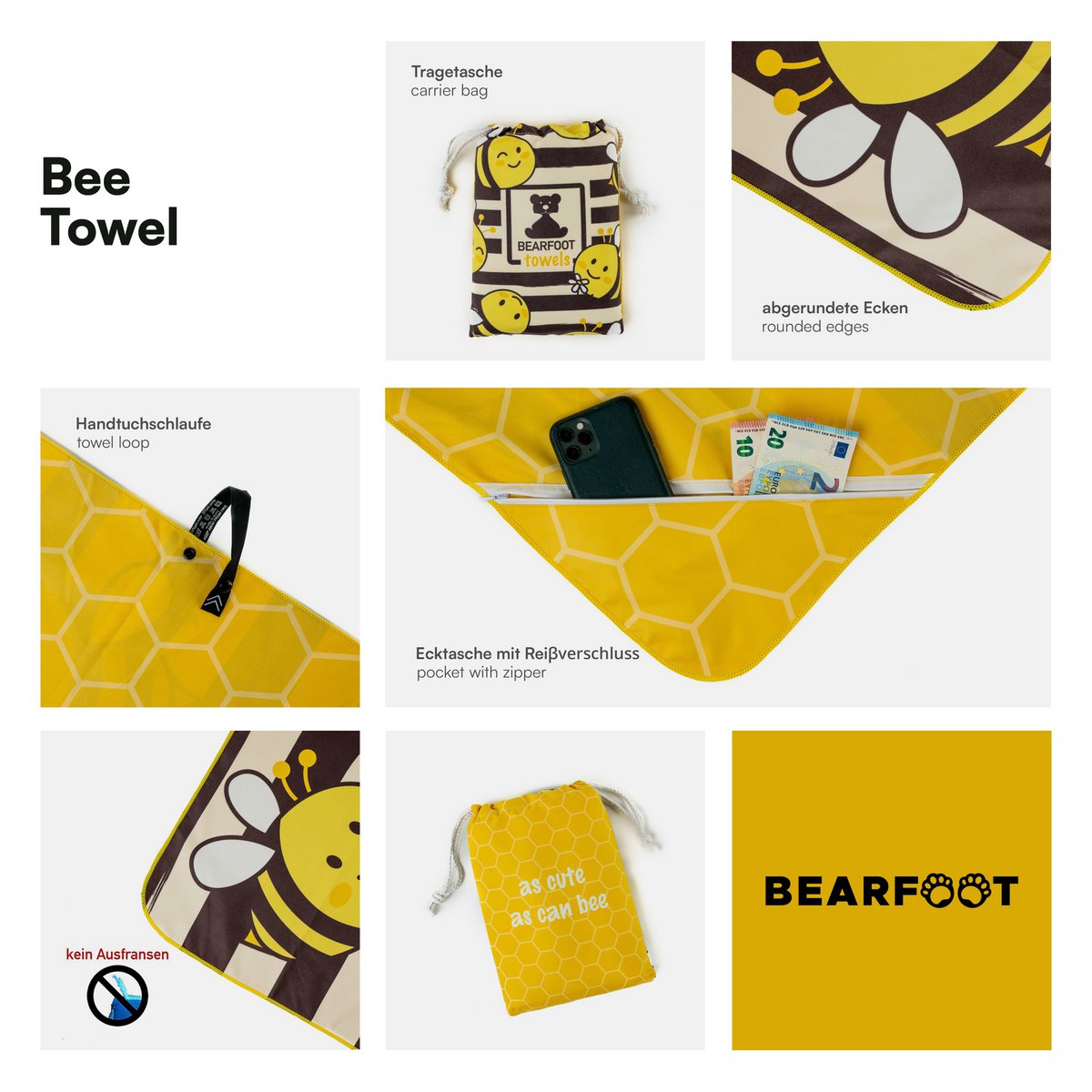 Bee Beach Towel - Microfiber