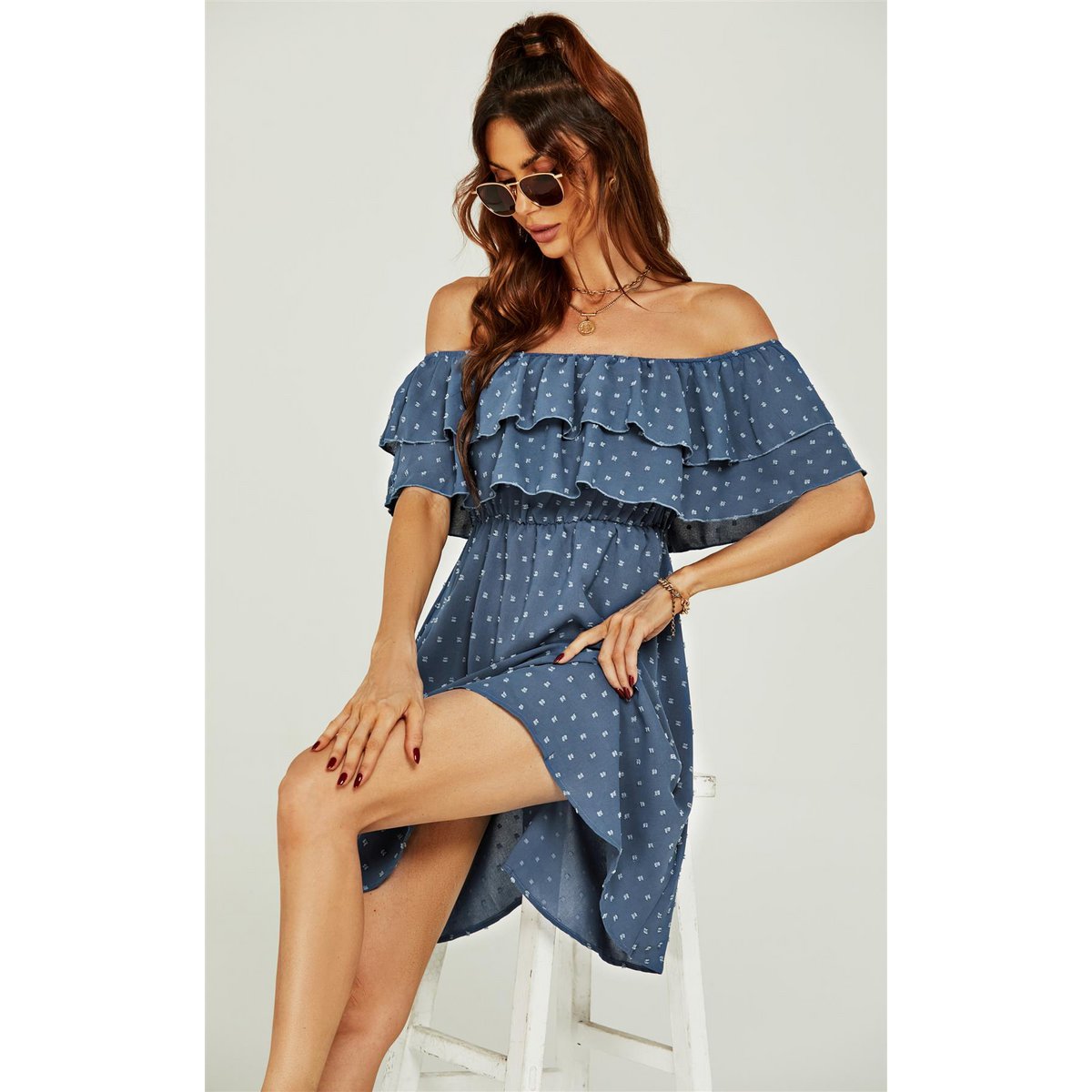 Bardot Frill mini -jurk in blauw