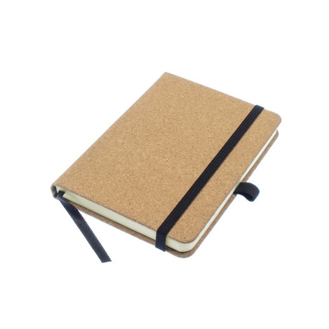 Notebook Kangaro A6 kork linje HC 96 ark 80 gram roomwi med elastik, bånd og penneløkke