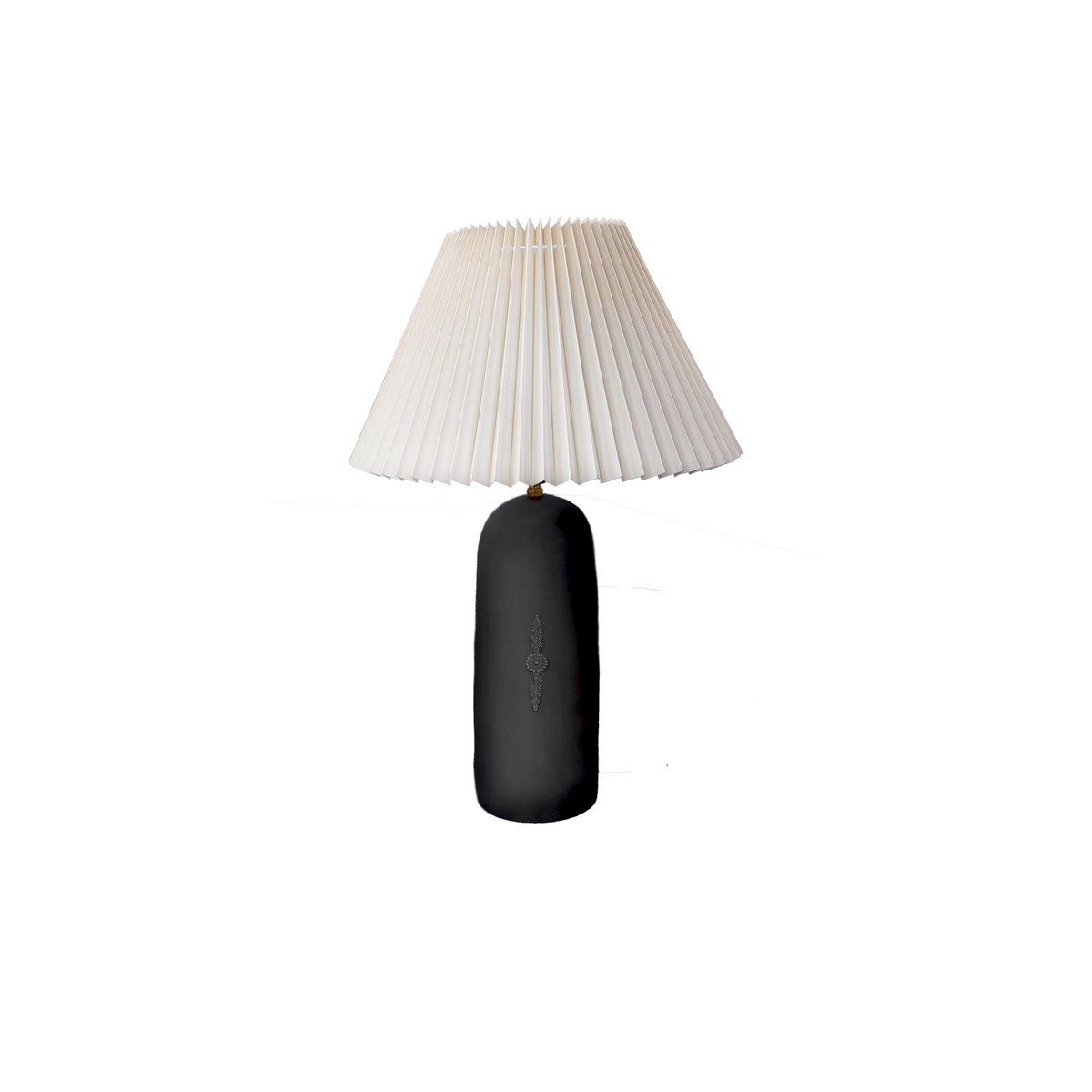 Ceramiczna lampa stołowa z kloszem z plisowanego lnu Ø 8 x 20 (podstawa) cm E14