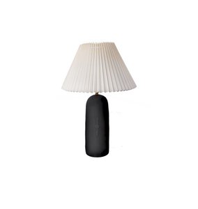 Tischlampe aus Keramik mit plissiertem Lampenschirm aus Leinen Ø 8 x 20 (Fuß) cm E14