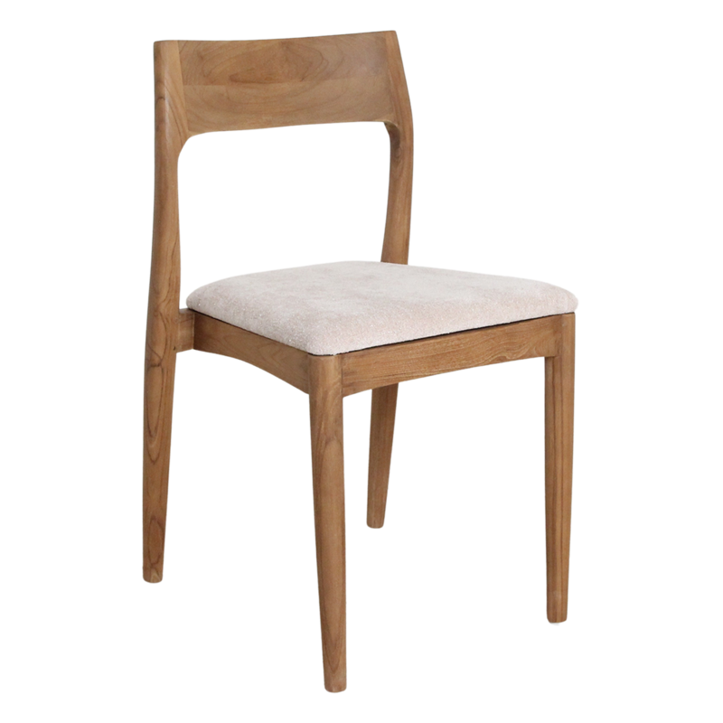 Sedia da pranzo in teak Freya - Crema