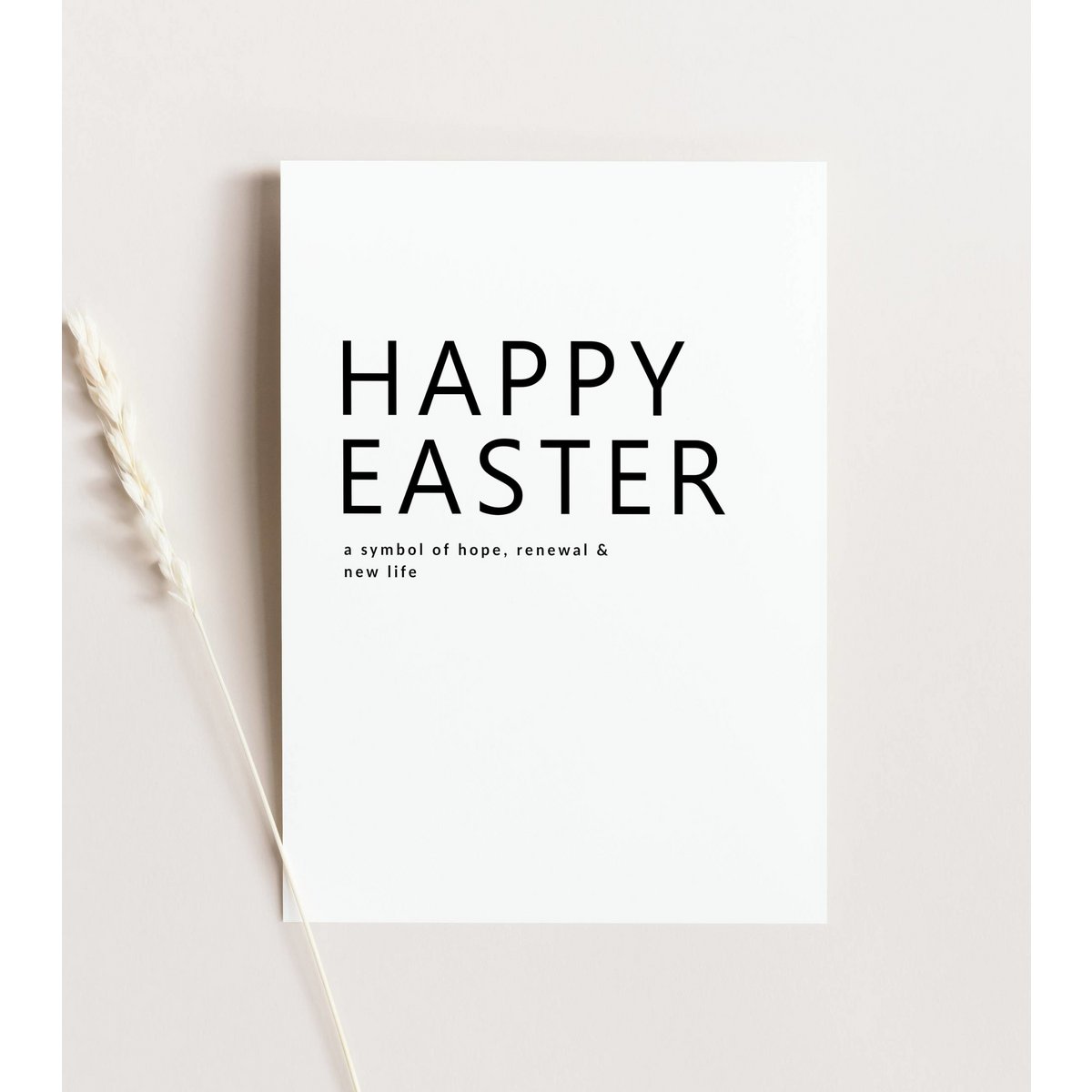 Easter card - Happy Easter - Minimalist Easter card, Black and white Easter card, A6 card