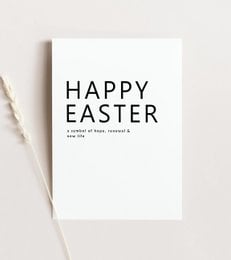 Minimalist black and white Easter card, A6 size, simple and elegant design for Happy Easter.