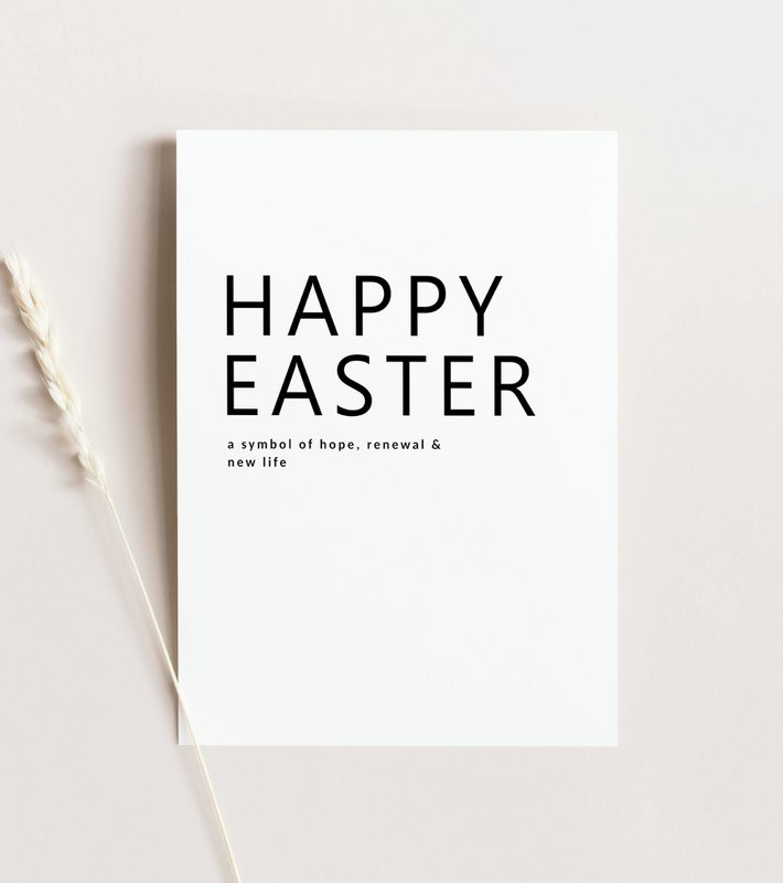 Easter card - Happy Easter - Minimalist Easter card, Black and white Easter card, A6 card