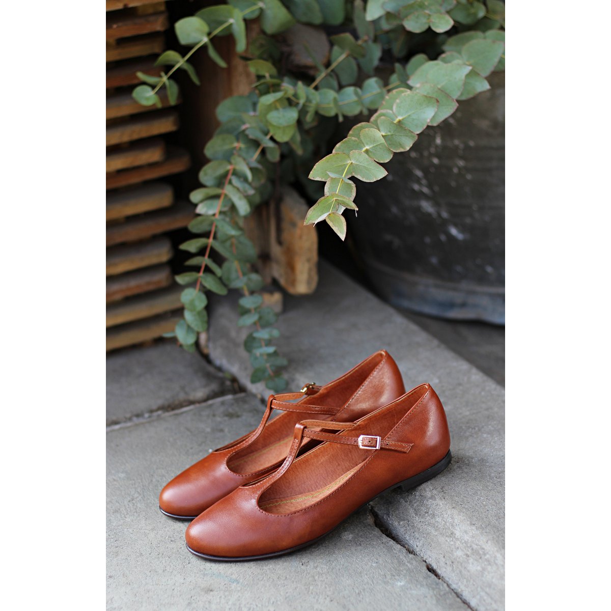 Lederballerinas - Lotta - Cognacbraun 34-42
