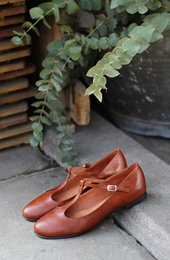 Lederballerinas - Lotta - Cognacbraun 34-42