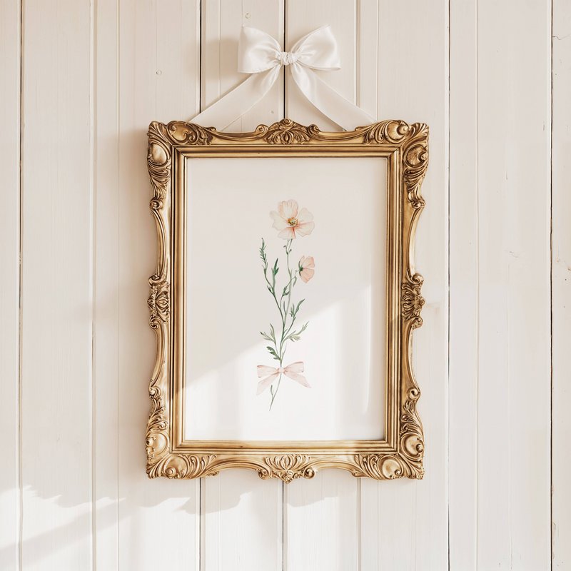 Flores de primavera de rubor con arco, póster de flores silvestres rosadas, estampado de ramo de flores silvestres, huella de guardería floral, póster botánico, póster de flores, huella de vivero floral, póster de flores silvestres, póster de vivero 