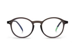  Round, black-framed eyeglasses with green accents, suitable for reading. Available in prescription strengths from +1.00 to +3.00.