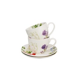 DUO FLOWERS Set of 2 Cups & Saucers 270ml, COLORS OF NATURE, giftbox