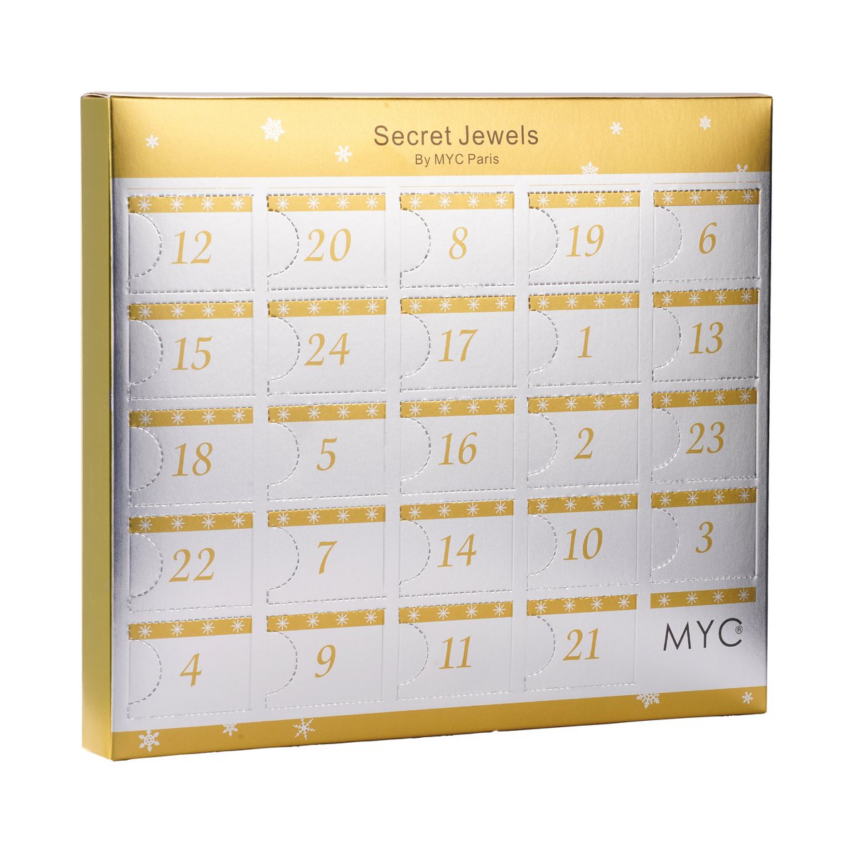 Advent calendar 13 jewels and 11 pearls - Destiny - Gold Finish - Gold and Crystal or white