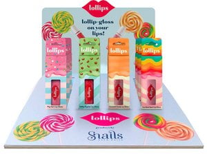 Snails Lollips: DISPLAY, GRATIS bij een bestelling van 30 stuks. Kan tot 28  stuks Snails Lollips bevatten (bv 4 kleuren x 7 stuks elk).