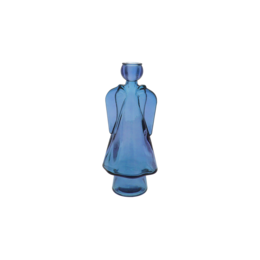 Blue glass angel candle holder h 24x10x8 cm
