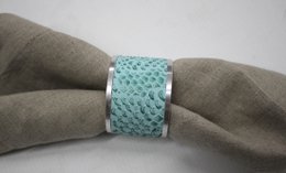 Anillos de servilleta 4-ER Set Reptil de cuero turquesa de acero inoxidable
