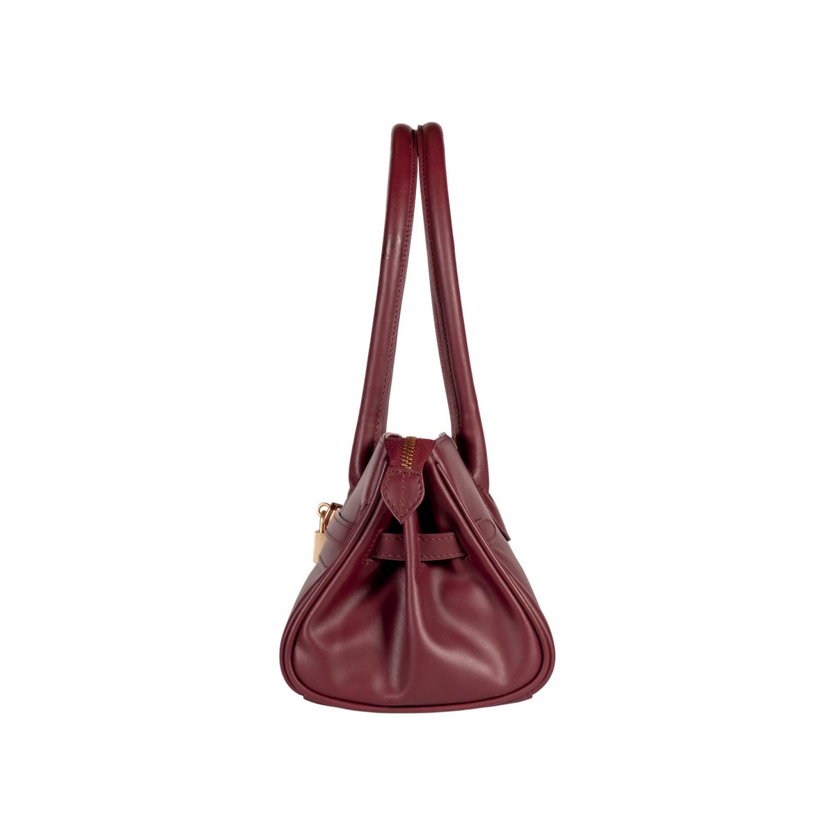 RB1033X | ARIANNA Bolso Bandolera para Mujer en Auténtica Piel Sauvage Suave Made in Italy. Accesorios de metal dorado mate. Color burdeos. Dimensiones: 34 x 15 x 16 + 20 cm (luz de mango)