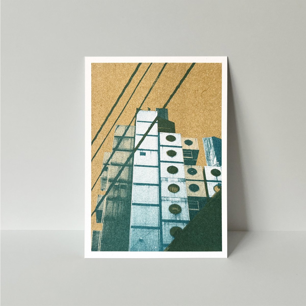 Pocztówka Riso, Japonia/kapsuła, risografia, DIN A6