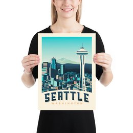 Vintage Seattle Poster | Premium poster City Seattle Washington USA