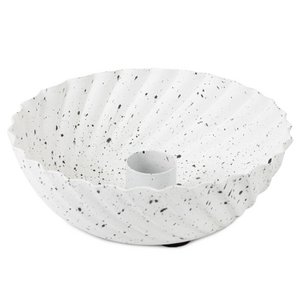 Metal candle holder bowl white dots