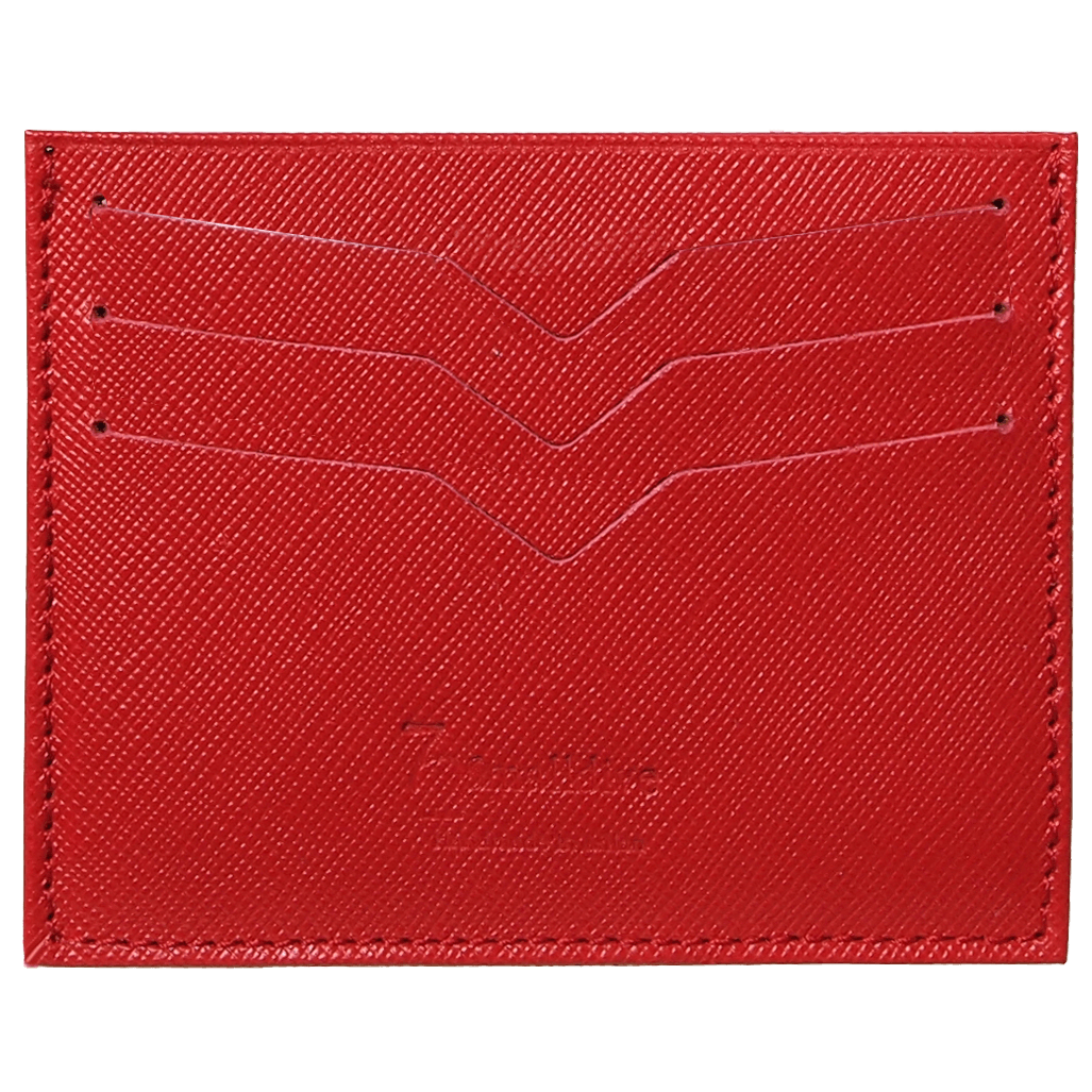 Portefeuille pour cartes de crédit Saffiano Rouge