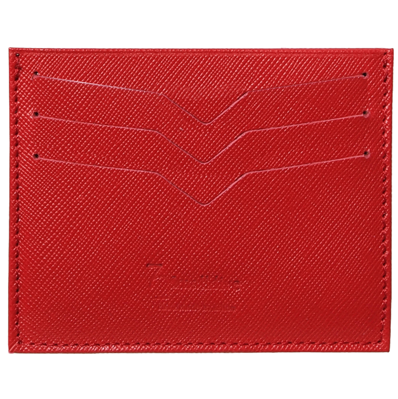 Portefeuille pour cartes de crédit Saffiano Rouge