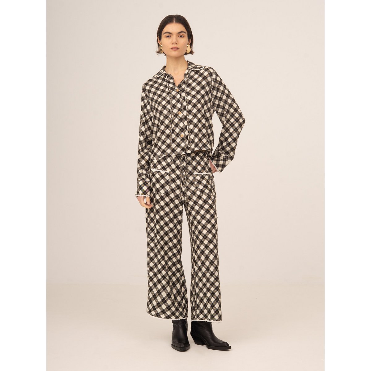 Klassiek, op Betty Argyle geïnspireerd overhemd met geometrische print