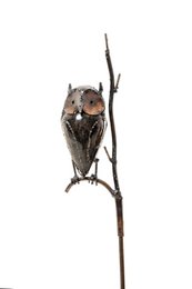 ZIMBA-ARTS CHOUETTE NATUREL EN MÉTAL SUR BÂTON
