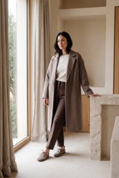 KATY DARK TAUPE – Ballerinas aus weichem Leder mit Schnürung vorne