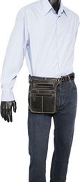 Hip bag - Black leather for the engine with extra compartment
