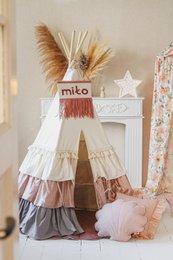 Juego de tipi "Powder Frills" con volantes y tapete de concha "Powder Pink"