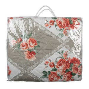 Bedspread 240x260 cm Gray Pink Cotton Flowers Bedspread