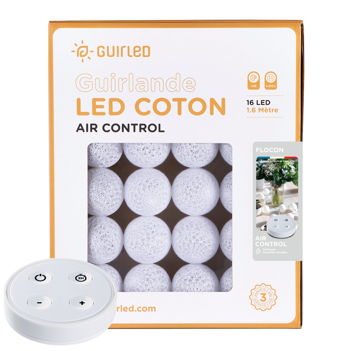 Copo de nieve Control remoto LED USB Bola de algodón Guirnalda de luz