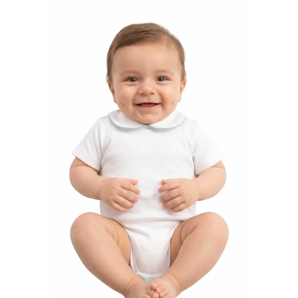Kortærmet babybody med krave