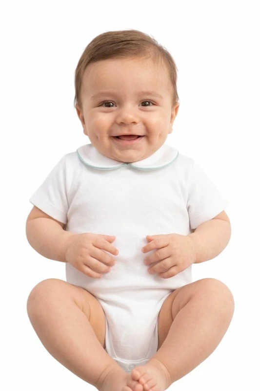 Kortærmet babybody med krave