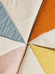 "Blue Candy" rund patchworkmåtte