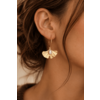 Ginkgo Whisper – Cerchi Foglia Ginkgo con Perla Oro
