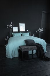 Parure copripiumino in raso di cotone 100% menta minerale