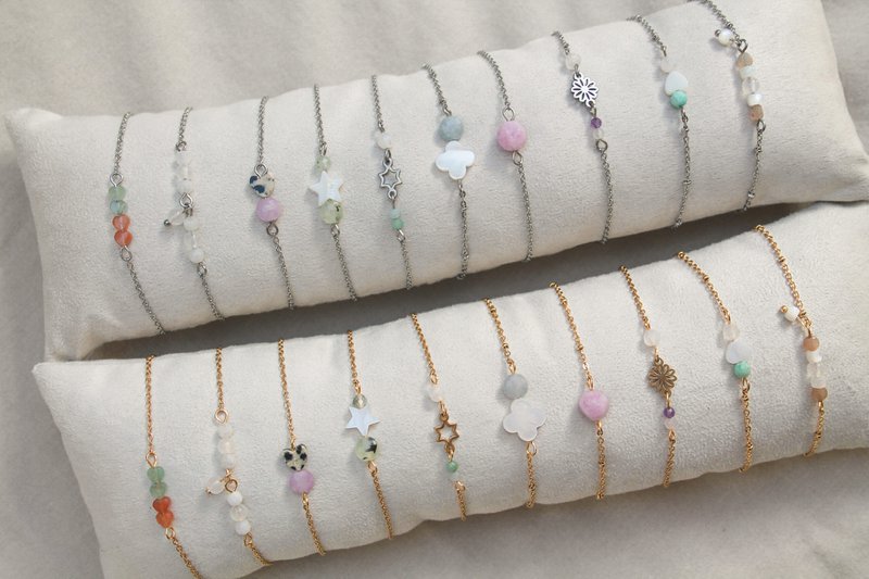Bracciale Pietra di luna e Giada - Oro