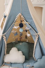 Tipi "Jeans" met pompons en mattenset