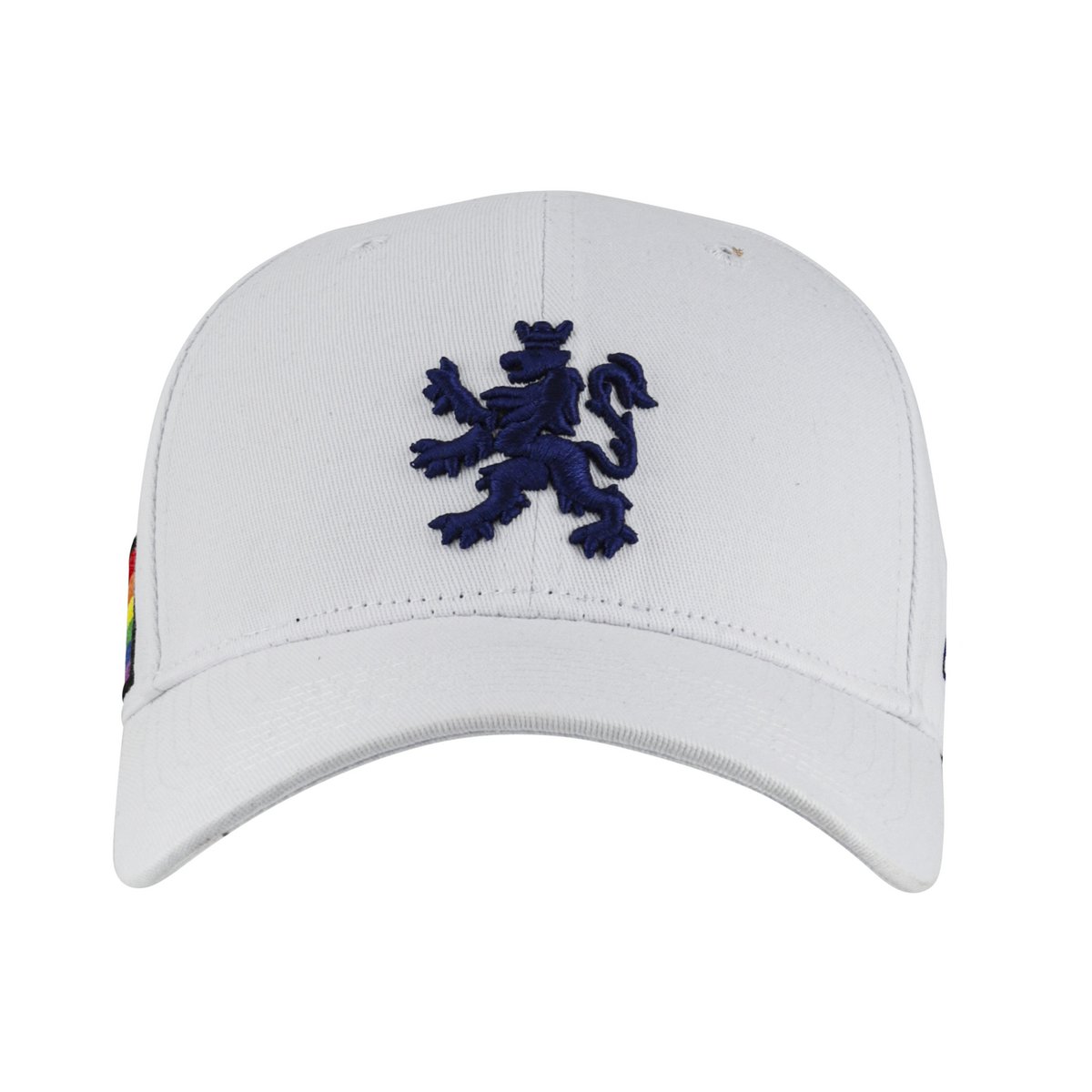 O.Leo Baseballkappe – Weiß – Blauer Löwe – Pride-Flagge – Unisex