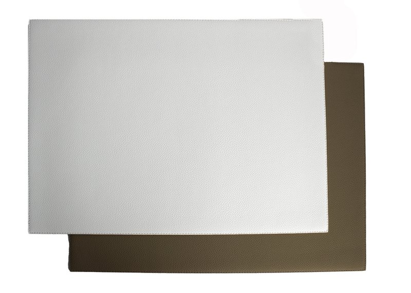 Tischset 6er Set Kunstleder Weiß/Braun Glattlederoptik 45x33 cm