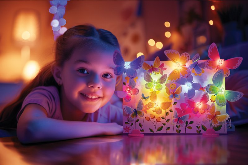 Toile avec papillons lumineux 3D