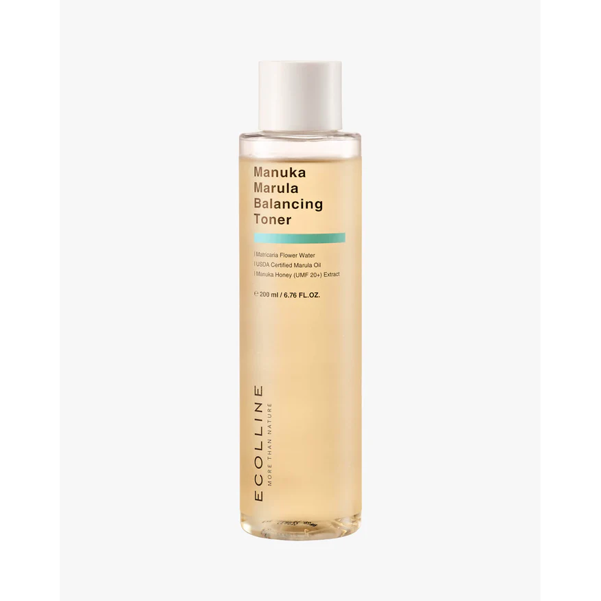 ECOLLINE Clean Beauty Dermocosmetische Balancing Toner | Barrièreherstel en microbioomondersteuning met Manuka Honing + & Marula Olie | KOREAANSE Huidverzorging