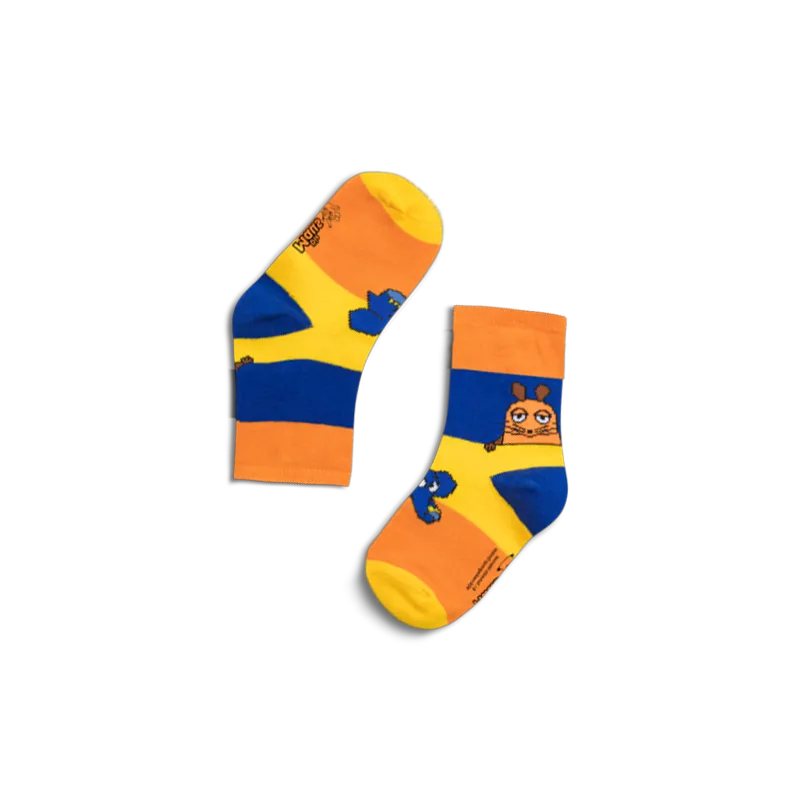 koaa – Souris & Éléphant « Color Block » – Chaussettes bleu/jaune/orange