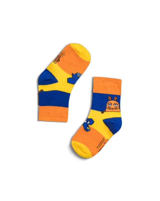 koaa – Souris & Éléphant « Color Block » – Chaussettes bleu/jaune/orange