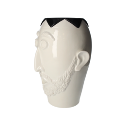 Weiß/schwarze Männerkopfvase, hergestellt in Italien, H 38 x Ø 30 cm
