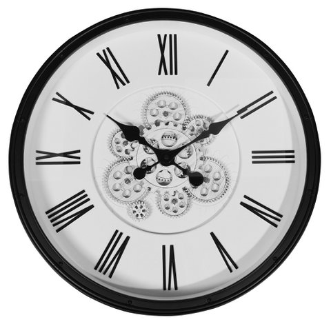 Skelett-Wanduhr im Industrial-Vintage-Look, Ø 50,5 cm, schwarz/ weiß