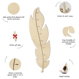 Nursery Wall Growth Meter, Feather-Themed Height Chart for Kids