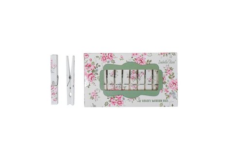 Set de pinces en bois Lisa 12 pcs en boîte Isabelle Rose