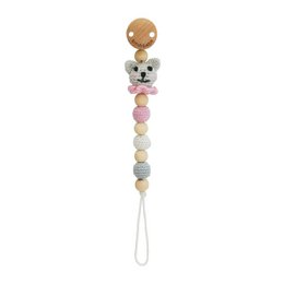 Crochet pacifier chain cat KITTY in pink