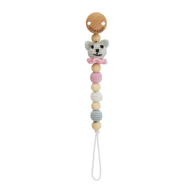 Crochet pacifier chain cat KITTY in pink